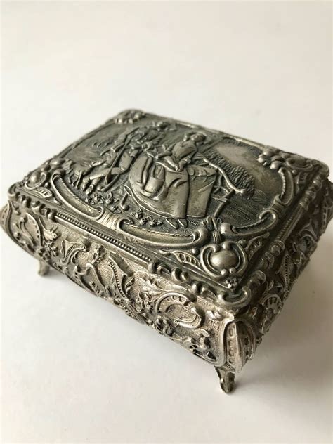 vintage metal tin trinket box|antique trinket boxes worth money.